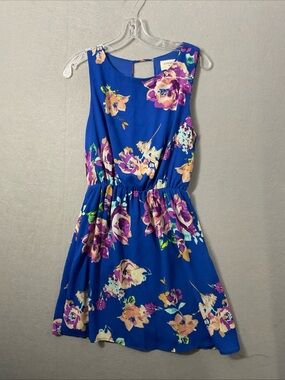 Everly SM blueFloral Summer Strappy Dress